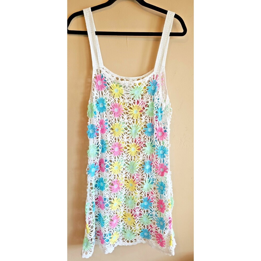 Womens No Boundaries  Beach Over Bathing Suit Cover Up multi color  Crochet XXL - Picture 2 of 3